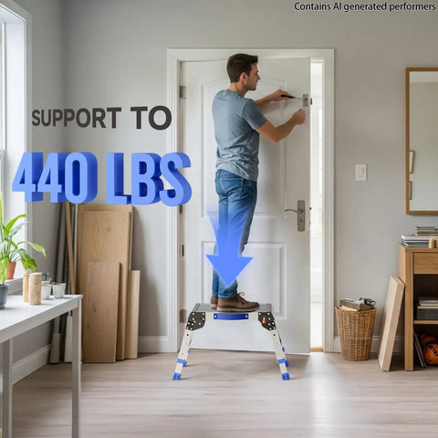 Foldable Aluminum Step Stool For Adults Portable Work Platform That Supports Up To 440 Pounds One Click Folding For Easy Storage Safe And Stable Rust Resistant Construction Great For Home Garage And Shop Tasks. Home door repair on aluminum step stool