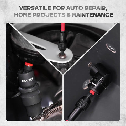 14 Piece Impact Socket Adapter Kit With Quick Release Extensions, Magnetic Drill Bit Extensions, And Swivel Joints installed
