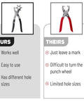 Leather Hole Punch Tool With Six Size Options For Belts Straps Watch Bands Dog Collars Saddles Shoes And Fabric Handy Pro Grade Plated Steel Sharp Edge For DIY Projects comparison chart with competitor