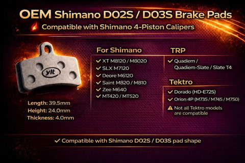 Pro Grade Bike Disc Brake Pads For Shimano 4 Piston D02S D03S Brake Systems High Density Friction For Stable Braking