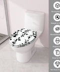 Toilet Seat Round Resin for Bathroom with decorative black floral design, fits standard toilets, durable material.