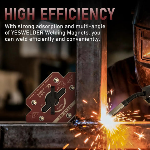 Switchable Welding Magnet With 92 Lb Holding Power, Arrow Shaped Magnetic Holder For Multi Angle Positioning in action