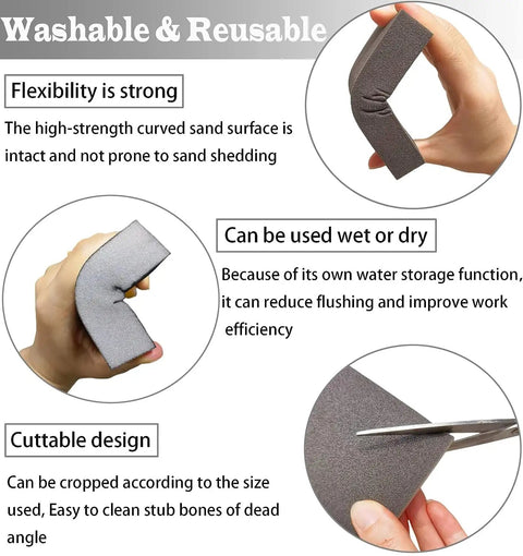 12 Pack Sanding Sponges Assortment, 6 Grits From Coarse To Superfine With 2 Pieces Each, Washable and Reusable flexibility and cuttable use