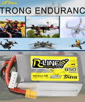 R-Line 850mAh 14.8V 95C 4S LiPo Battery Pack With XT30 Plug 2 Pack For FPV Racing, multiple drones in action