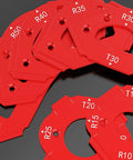 Heavy Duty Aluminum Router Template For Dead-On Accurate Corner Radius Cuts Solid Woodworking Cutting Jig with numbered radius settings.