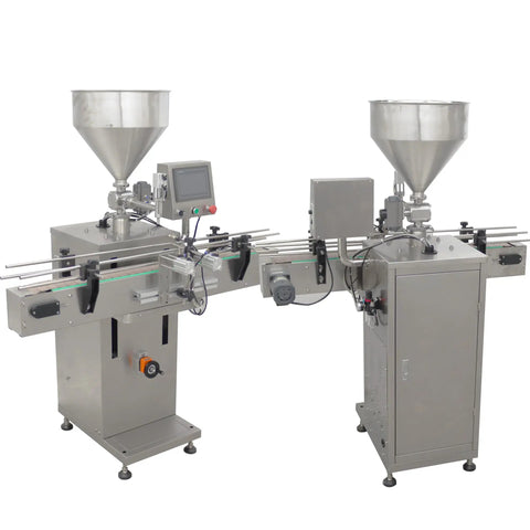 Heavy Duty Automatic Paste And Liquid Filling Machine With Solid Servo Pneumatic Drive And Long Conveyor Belt for thick blends