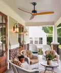 52 Inch Solid Wood Ceiling Fan No Light For Outdoor Patio With Three Brown Blades In Gray Walnut Finish Moisture Proof Farmhouse Style For Living Room Bedroom And Kitchen