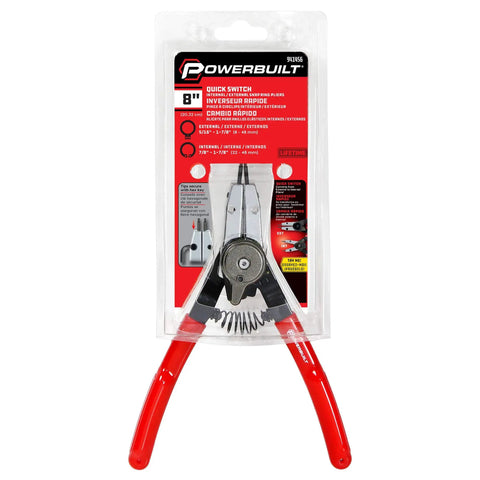 Combo Snap Ring Pliers With Internal And External Switch, Pro-Grade Ring Remover Tool in packaging, red handles