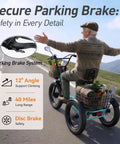 Fat Tire Electric Trike For Adults With Basket Foldable 1000W Peak Motor 3 Wheel Ebike With 18x3 Fat Tires 48V 648Wh Removable Battery Step Through Design Pedal Assist Up To 55 Miles showing rider and dual baskets