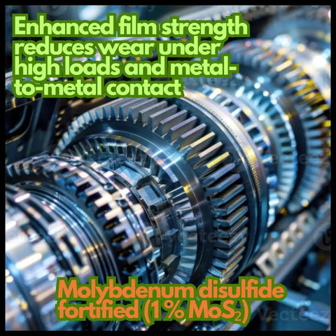 Close-up of gears lubricated with Beefed Up Moly Fortified Multi Purpose Gray Grease For Bearings Joints And Machinery With Lithium Complex Formula Delivers High Load Protection In One Cartridge 14.1 Oz