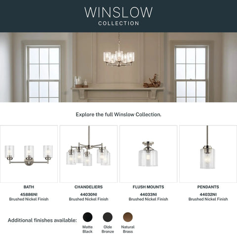 Winslow 7.5 Inch Mini Kitchen Pendant Light With Clear Seeded Glass In Brushed Nickel 1 Light collection overview