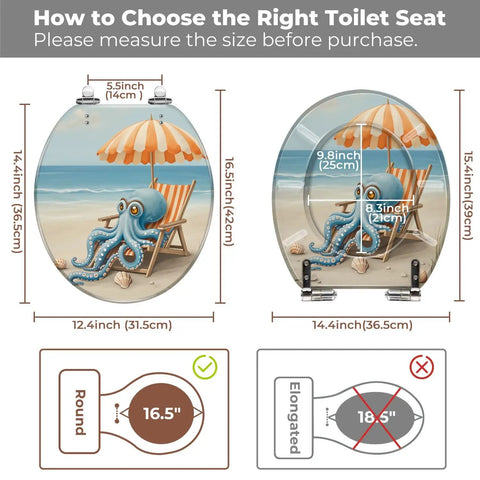 Image showing how to choose the right Toilet Seat Round Resin for Bathroom with size measurements.