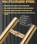 Titanium Gold Round Barn Door Handles For Dual Sided Pulls On Exterior Shower Doors And French Doors, close-up view.