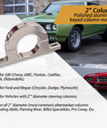 XTPTFABS 2-inch aluminum steering column mount, side view, keyed, polished finish