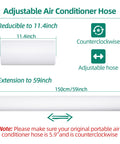 Portable Air Conditioner Window Kit with Universal Seal, showing 11.4-59 inch adjustable hose with counterclockwise design.
