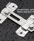 Close-up of the 180 Degree Flip Sliding Barn Door Lock For Privacy, Heavy Duty Barn Door Latch Kit, with water droplets showing rust resistance.