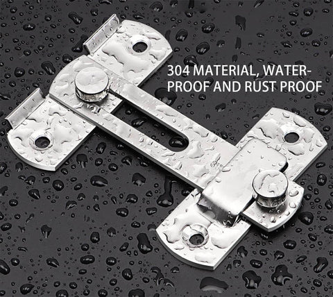 Close-up of the 180 Degree Flip Sliding Barn Door Lock For Privacy, Heavy Duty Barn Door Latch Kit, with water droplets showing rust resistance.