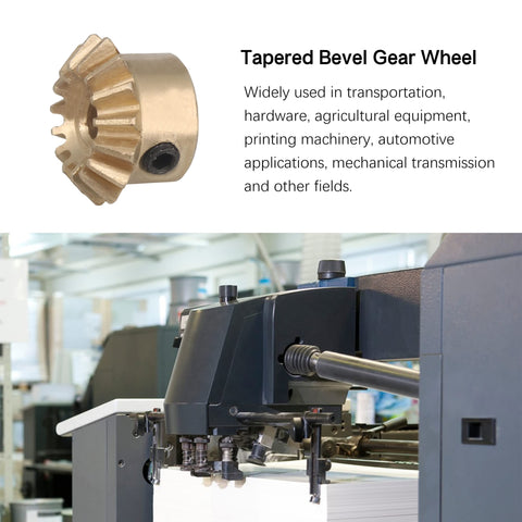 Tapered Bevel Gear For RC Car Part, 0.8 Module, 15 Teeth, 3 mm Inner Diameter, Pack Of 6, displayed above a printing machine