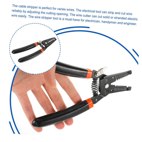 Slick Electrical Wire Stripper And Cable Cutter Pliers With Quick Grip Handles For Awg Cords Lightweight Hand Tool shown in hand.