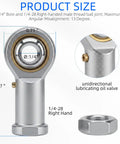 Heavy Duty PHSB4 Rod End Bearing One Quarter Inch Bore One Quarter Twenty Eight Right Hand Thread Chrome Plated Steel Build with oil valve.
