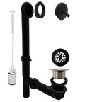 Matte Black One And A Half Inch Tubular Bath Waste Drain Kit With Trip Lever Faceplate Beehive Grid And Color Matching Screws