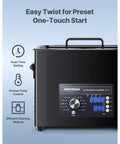 Heavy Duty 6 Liter Ultrasonic Cleaner With Digital Timer And Heater control panel showing temperature and timer settings.