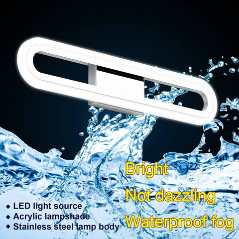 LED Bathroom Vanity Light Fixture In Chrome Stainless Steel With Acrylic Shades 23.62 Inch Modern Wall Mount Bath Lighting 6000K Daylight Glow Dimmable Energy Efficient