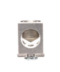Front view of ECCS2 Ground Bar Lug Kit for 6 to 250 MCM Wire Range with silver finish, showing collared strap for mounting inside ground bar terminals.
