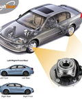 Diagram showing car with integrated "Beefed Up Pair Front Wheel Bearing And Hub Assembly 513273 Direct Replacement For 2008 To 2016 Town And Country 2008 To 2020 Grand Caravan 2009 To 2014 Routan And 2012 To 2015 Ram C V Minivans"