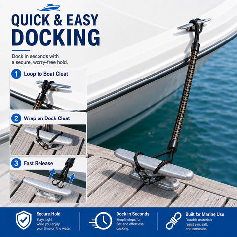 2-Pack Bungee Dock Line For Xpress H22B Boat Bungee Snubber Mooring Cord Elastic Shock Absorbing Docking Rope 16-Inch