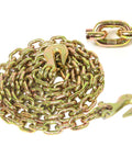 Three Eighths Inch Grade 80 Heavy Duty Binder Chain With Grab Hooks Ten Foot Long 7,100 Lbs Safe Working Load Tow Chain For Transport Towing And Logging