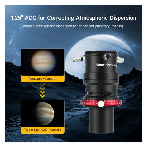 Atmospheric Dispersion Corrector For 1.25 Inch Telescopes Easy Setup Pro Photo ADC Module with sharper planet image comparison