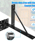No Sag Heavy Duty Fence Gate Kit for Wooden Gates and Sheds, black iron brace and hinge with coating, load capacity 500 lbs