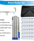 Premium 18 Inch Paint Roller Kit Featuring Adjustable Frame, Quick Drain Tray, And Extendable Five Foot Pole for wall and ceiling jobs.