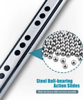 Two Way Drawer Slides 7.16 Inch Heavy Duty Steel Ball Bearing Rails With Soft Close For A Smooth Drawer Glide Zinc Plated Anti Rust Durability Cabinet Drawer Sliders Built For Kitchen Office Workshop Workhorse, steel ball bearings close-up