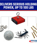 Ceramic Fishing Magnet With Eyebolt For Heavy Duty Retrieval And Magnetic Pickup Tool 100 Lb Pull Strength with items attached