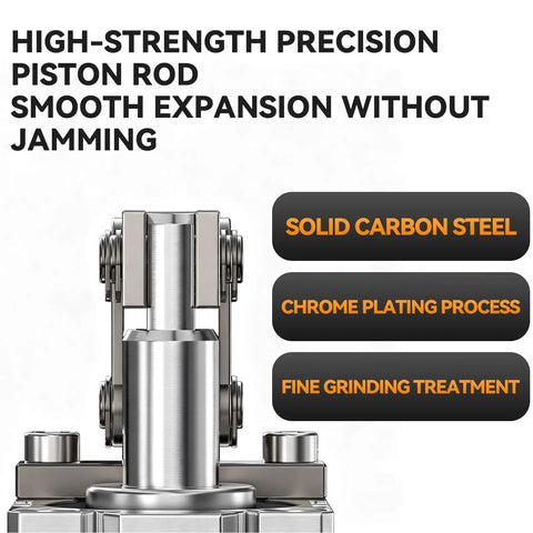 Heavy Duty Xalc Pneumatic Cylinder Featuring Inclined Rod Lever Design And Compression Clamping Rocker Arm Fixture Non Magnetic Aluminum Build close-up of precision piston rod.
