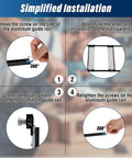 Premium 5MM Shelf Pin Drilling Jig With Adjustable Indexing Guide installation steps showing assembly parts and screws.