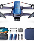 Beast Of A Drone With 8K Photos And 4K Video, 3-Axis Gimbal, dual batteries, remote, and carry case for aerial cinematography.