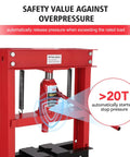 Safety features of 20 Ton Hydraulic Shop Press For Car Repair And Garage Use Heavy Duty Benchtop H Frame Press With Dual Press Plates.