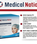 Box of Blue 21 Inch Disposable Bouffant Cap Hairnet Non Woven Non Pleated Case Of 1000 For Medical Labs Nurses Tattoo