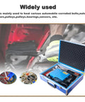 Straight Up Heavy Duty 1500W Portable Induction Heater Kit Includes Four Magnetic Coils And Rugged Carry Case with tools for automotive maintenance.