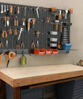Heavy Duty Metal Pegboard Wall Organizer System For Garage Use 109 Piece Kit With Pegboard Bins Hooks Peg Locks And Black Steel Construction