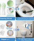 Image showing Heavy Duty Air Pressure Toilet Plunger with cleaning gloves and gripper, showcasing ergonomic design for unclogging.