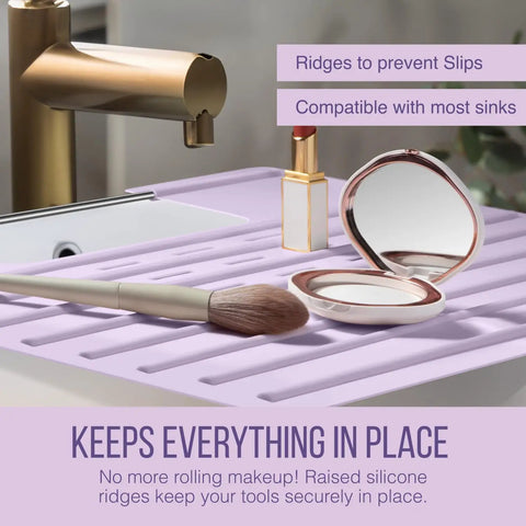 Slick Foldable Lavender Over Sink Vanity Cover Clutch Bathroom Countertop Extender Turns Your Basin Into A Seamless Vanity Area With Heat Resistant Silicone For Quick Daily Touch Ups Definite Game Changer