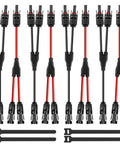 4 Pairs Solar Y Branch Connectors Kit 1 To 2 Parallel PV Adapters 30A Cable Wire Plug Tool Set 14-10 AWG