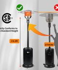Heavy Duty 50000 BTU Outdoor Propane Patio Heater On Wheels With Easy Push Button Ignition And Safety Shut Off Durable Steel