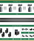 Heavy Duty 8 Ft Exterior Sliding Barn Door Hardware Kit Black Box Rail Track System For Double Doors, Wall Mounted, components shown