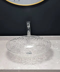 Super Slick Translucent Tempered Glass Countertop Basin With Pop Up Drain For Modern Bathroom Vanity Refresh And Bar Sink Upgrade Featuring Zero Hassle Install And Top Tier Construction That Is A Real Deal Steal on a stylish countertop with faucet.