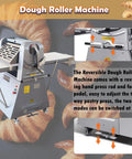Heavy-Duty 20 Inch Dough Sheeter Machine With Reversible Roller And Adjustable Thickness Control From One To Fifty Millimeters, side view with controls.